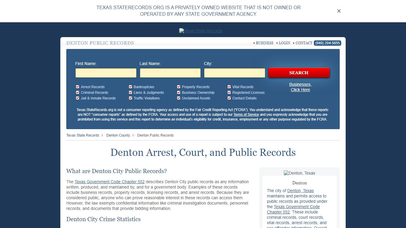 Denton Arrest and Public Records | Texas.StateRecords.org